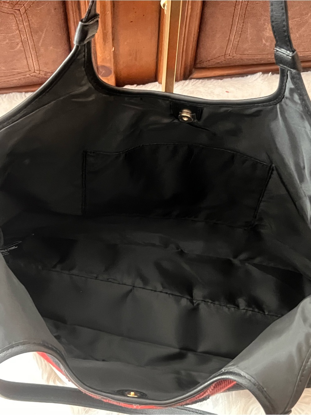 Victoria's Secret NWOT  Red and Black Plaid Tote with Logo Emblem - Picture 8 of 9